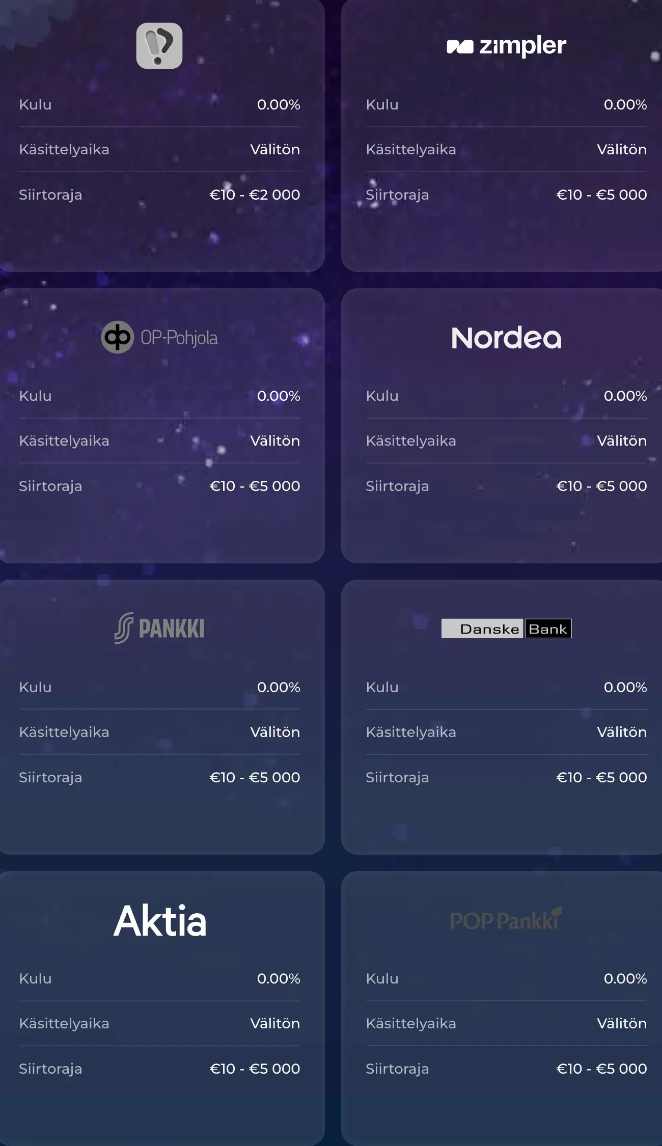 Wazamba kotiutus Zimplerillä ja suomalaiset verkkopankit